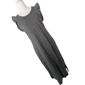 UNIVERSAL THREAD CO.! MARLED GRAY 100% COTTON KNIT, RUFFLE SLEEVE MAXI DRESS! L
